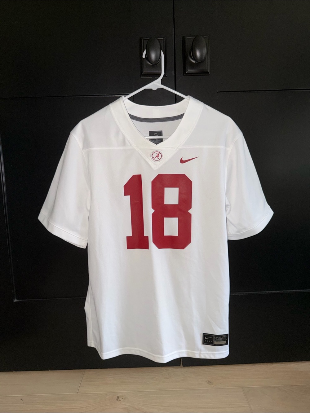 Nike White Football Jersey with Crimson 18